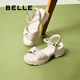 百麗（Belle）扭結(jié)休閑涼鞋女2025夏季新款商場同款真皮厚底涼鞋D6M1DBL5 米白 38 (240mm)