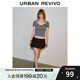 UR2025秋季新款女裝拼接蕾絲蝴蝶結(jié)裝飾短袖T恤UWG450086 花灰 S