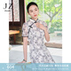 玖姿·安娜蔻新中式風(fēng)優(yōu)雅釘珠蕾絲印花旗袍連衣裙女2024夏款 花米白 M