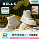 百麗（Belle）厚底羊毛雪地靴女靴加絨保暖休閑短靴棉鞋D1X1DDD4 米白-亮面皮 36 (230mm)