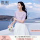 香影紫色針織衫女短袖2025夏裝新款t恤氣質(zhì)套頭鏤空圓領(lǐng)正肩上衣 紫色 M 160/84A/95-110斤