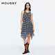 moussy 2025夏季新品掛脖時尚不規(guī)則下擺格子連衣裙028ISA33-3521 025花紋黑色 M