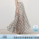 范思藍恩仙氣垂感飄逸格紋長(cháng)半身裙女夏季2025新款微透大擺裙子2713 復古咖格 M