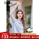 百圖betu女裝2025春夏新款毛針織衫小香風(fēng)薄款短袖針織衫女2502T09 淺蘭 M
