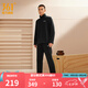 361度運動套裝男秋季御寒保暖絨健身服兩件套裝晨練跑步服七夕禮物 【加絨款】超級黑/超級黑 L