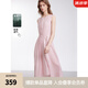 ELLE粉色浪漫圓領背心裙2025夏季新款抽褶不規(guī)則設計感小眾波浪裙 粉色 M