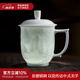 景德鎮(zhèn)官方陶瓷中式家用影青浮雕帶蓋辦公杯茶杯過(guò)節(jié)送禮喝茶馬克杯 影青山水茶杯