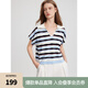 ELLE條紋撞色航海針織短袖女2025夏新款優(yōu)雅慵懶顯瘦小眾T恤上衣 條紋 L
