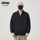 JEEP SPIRIT半拉鏈衛(wèi)衣男2025秋季潮牌美式重磅冬季加棉加厚保暖立領外套 曜石黑 【春秋厚度】 XL 【120-135斤】