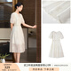 香影白色天絲連衣裙女2025夏季新款圓領(lǐng)燈籠袖抽繩國風(fēng)收腰仙女裙 米白 L 165/88A/110-125斤