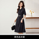 GIOIO黑色短袖西裝連衣裙女2025夏季新品感正式場合氣質(zhì)職業(yè)中長裙 黑色連衣裙 XL