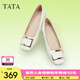 他她（TATA）氣質(zhì)單鞋女鞋通勤工作鞋平底晚晚鞋2025春季新款7ZS01AQ4 白色 39