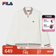FILA 斐樂官方男士針織長袖外套2025夏季新款舒適簡約休閑棒球服 云白-WT L 175/96A/L