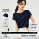 尚都比拉拼接短袖雪紡衫女顯瘦遮肚子上衣夏季女裝薄款休閑T恤 藏藍色 L