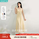 茵曼（INMAN）章若楠同款歐若風法式吊帶連衣裙2025夏季新品女裝淡鵝黃色裙子 淺黃色 (方領(lǐng))【好評返現(xiàn)】 M