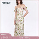 Fabrique【郁花園】5A級(jí)桑蠶絲落肩兩穿印花連衣裙女2024夏季新款 草綠 S