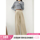 梵希蔓卡其色休閑寬松純棉休閑褲女2025年春季新款高腰顯瘦闊腿褲 M5720 卡其色 S
