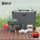 關(guān)中八驢 戶外便攜式旅行純鈦功夫茶具爐具鍋具露營(yíng)全套裝備高檔送禮套裝 手提箱10件套（羊脂玉不銹鋼壺）