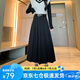 蘿美醬西裝半身裙女夏季2025新款高腰休閑a字半裙春秋氣質(zhì)顯瘦百褶裙子 黑色百褶款（送腰帶） XL 【建議115-130斤】