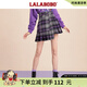 LALABOBO格子不規(guī)則高腰a字半身裙女學(xué)院風(fēng)氣質(zhì)減齡百褶短裙L20D-WXZQ13 紫色 S (25)