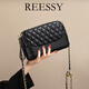 Reessy奢侈品包包女包斜挎小包2026新款夏季時(shí)尚百搭單肩包菱格鏈條包 黑色(禮盒包裝)