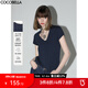 COCOBELLA精致簡(jiǎn)潔V領(lǐng)短袖T恤25夏女純色系氣質(zhì)OL上衣TS7010-3 藏藍(lán)色 S