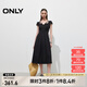 ONLY2025春季新款收腰純色傘裙短袖長裙牛仔連衣裙女|125142023 J19 黑牛仔 S