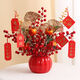 oein仿真冬青發(fā)財果紅果婚慶喬遷春節喜慶客廳家居擺件花束裝飾年宵花 紅色南瓜瓶-石榴款+送掛件
