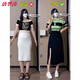 唐思薇胖mm大碼半身裙子女2025春夏新款韓版高腰顯瘦防開叉a字裙潮 黑色 帶內(nèi)襯 L 建議100--120斤穿