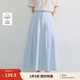 茵曼（INMAN）淡人通勤條紋百褶純棉半身裙2025夏季女裝新款寬松a字長(zhǎng)裙 白藍(lán)條 S