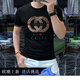 OLOMM歐洲站短袖T恤男潮牌個(gè)性重工刺繡字母夏季新款修身半袖打底衫男 01黑色 XL