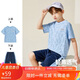 ASK JUNIOR瞬透系列】男童速干套裝夏薄透氣兒童短袖t恤短褲兩件 藍(lán)色 170