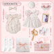 BabyWatch新生兒嬰兒衣服禮盒中國風(fēng)百天寶寶出生見面禮女孩滿月禮物小公主 粉色中國風(fēng)短袖一 均碼 73cm(4-7個(gè)月)百天