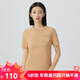 哥弟真的好（GIRDEAR）女裝簡(jiǎn)約圓領(lǐng)短袖醋酸T恤針織衫女A301279 卡其 M (3碼)