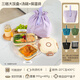 科羅恩（CNCrown）玻璃飯盒可微波爐加熱專(zhuān)用分隔便當盒學(xué)生上班族密封保鮮盒 奶黃三分隔1000ML+508+便當包