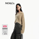 MO&Co.毛衣手工拉毛含馬海毛綿羊毛短款寬松軟糯船領闊袖摩安珂 曲奇色 XS 155