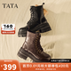 他她（TATA）巡星者靴子女鞋工裝靴黑色千層靴馬丁靴英倫短靴CG801DD5 啡色 37