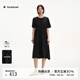 播圓領(lǐng)通勤風(fēng)黑色短袖連衣裙女25夏季新款不規則長(cháng)裙DDS2LD5015 K40玄黑 M