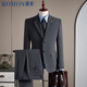 羅蒙（ROMON）【西服+馬甲+西褲】西服套裝男商務(wù)職業(yè)結婚禮服外套深灰2XL