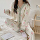 月子服春夏季純棉薄款哺乳睡衣春秋懷孕期住院產(chǎn)后孕婦喂奶家居服 341#V領(lǐng)郁金香 L 【100-120】
