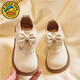 G.duck小黃鴨女童公主鞋皮鞋春秋款軟底兒童小皮鞋女春季英倫風(fēng)防滑單鞋 米白色 【現貨秒發(fā)】 28 內長(cháng)：17.2cm