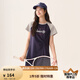 茵曼（INMAN）學(xué)院網(wǎng)球風(fēng)短袖T恤裙女2025夏季時尚撞色印花抽褶休閑連衣裙 寶藍(lán)色 M