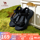 駱駝（CAMEL）沙灘鞋戶外涼爽織帶魔術(shù)貼厚底休閑涼鞋 L25M162017 黑色 38 