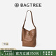 BAGTREE【明星同款】包包樹(shù)水桶包植鞣牛皮大容量通勤單肩包輕奢女士包 烤棕色-大號(hào)【bag tree女包】 高級(jí)小眾生日禮物女