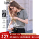 百圖betu女裝2025春夏新款毛針織衫蝴蝶結(jié)綁帶短袖針織衫女2502T06 灰色 L