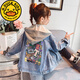 G.DUCKKIDS女童牛仔外套2023春秋季新款女孩洋氣童裝兒童連帽上衣中大童修身 63001 160 cm適合身高150-160cm年齡11-1