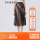 PORTS寶姿春夏新款女裝時(shí)尚印花半身裙百褶裙LM8S065KCP002 黑色 M (6)