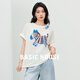 Basic House/百家好彩色小馬提花針織衫夏季新款寬松顯瘦短袖T恤 白色 M