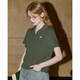 庫恩瑪維（KUHNMARVIN）天才少女風(fēng)翻領(lǐng)短袖T恤女2025年夏新款時(shí)尚減齡韓版上衣K36619 軍綠 S