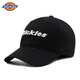 Dickies棒球帽女夏季大頭圍顯臉小寬帽檐正品鴨舌帽字母刺繡遮陽帽子男 黑色 均碼 58CM